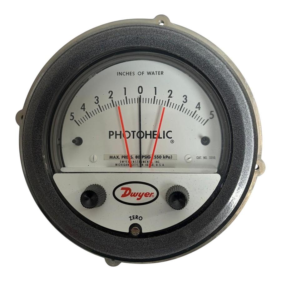 Used Dwyer 3310-HP Photohelic Pressure Switch Gage 5-0-5 Inches Water New Surplus