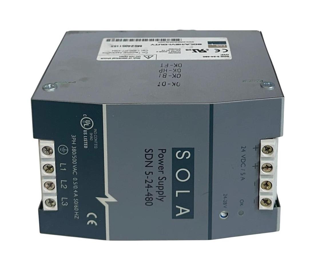 SOLA SDN 5-24-480 / SDN524480 HEVI-DUTY POWER SUPPLY 380/500VAC INPUT 24VDC NSNP