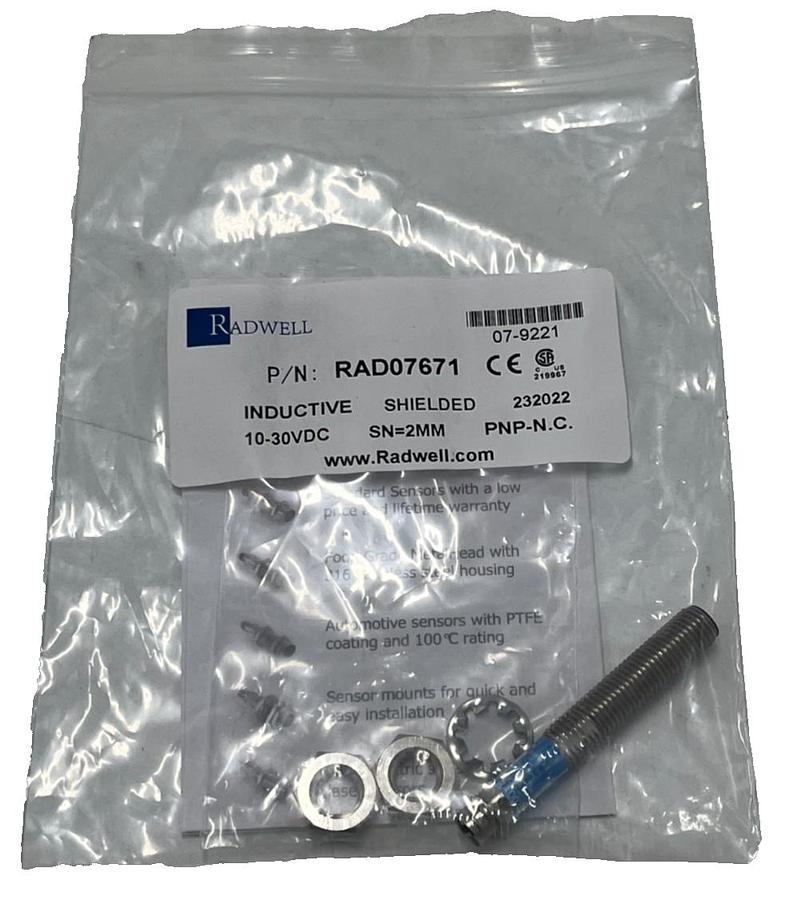 Used Radwell RAD07671 Proximity Sensor 8mm Shielded 2mm Range M8 QD PNP NC, NSMP