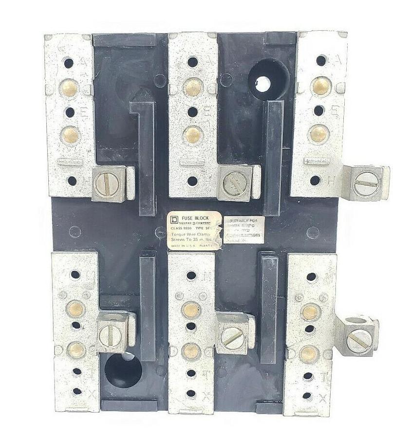 Used SQUARE D CLASS 9999 TYPE SF2 FUSE BLOCK 9999-SF2 9999SF2