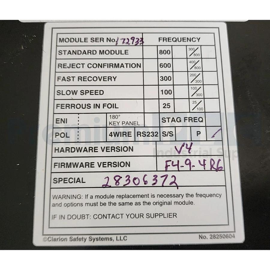 Used REPAIRED METTLER TOLEDO SAFELINE PROFILE METAL DETECTOR CONTROL MODULE 28306372