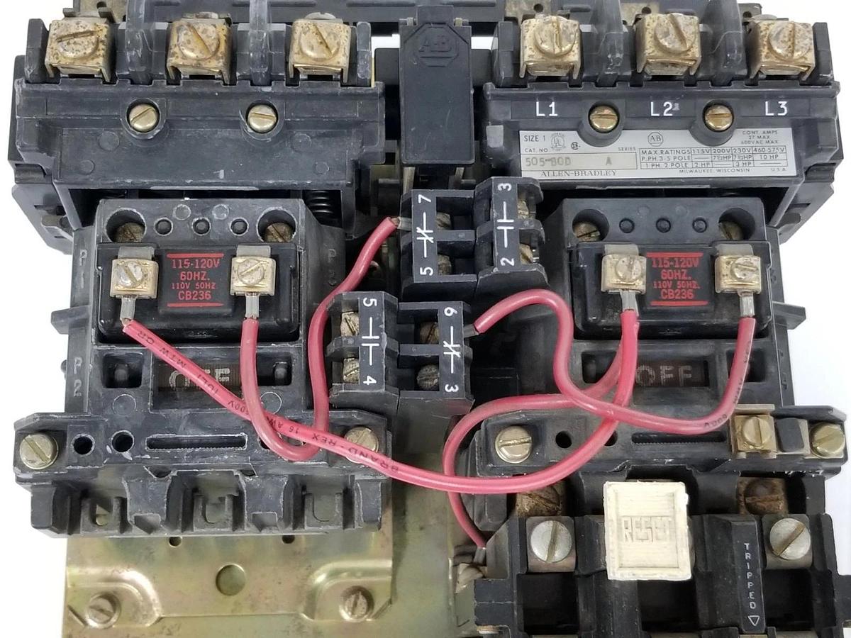 Used ALLEN BRADLEY 505-BOD REVERSING STARTER SER. A W/ (2) CB236 COILS 110-120V