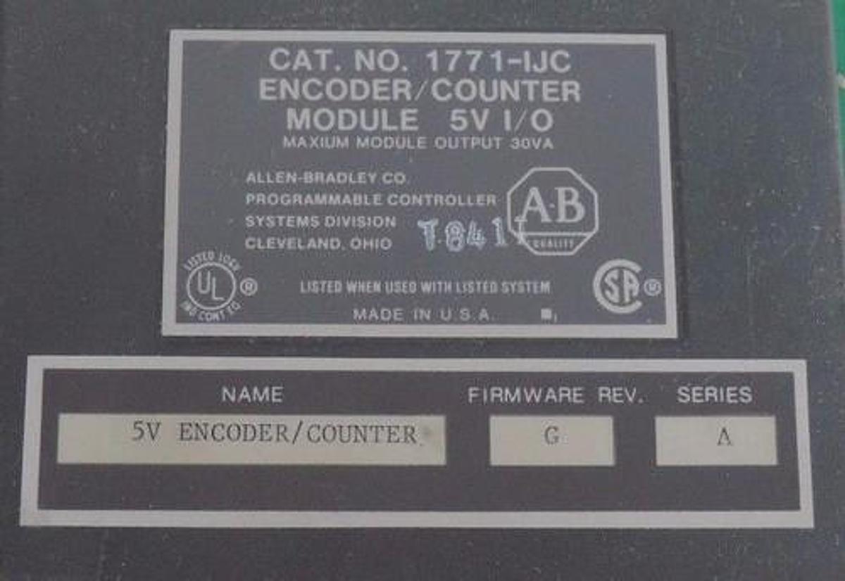 Used ALLEN BRADLEY 1771-IJC ENCODER COUNTER MODULE SER A FW REV G 5V 1771IJC