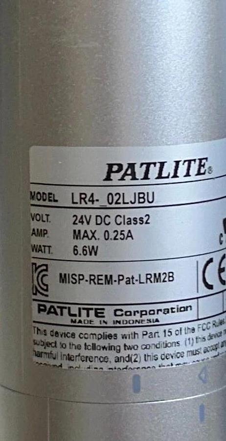PATLITE LR4-402LJBU-RYGB / LR4402LJBURYGB SIGNAL TOWER STACK LIGHT 24VDC NSMP