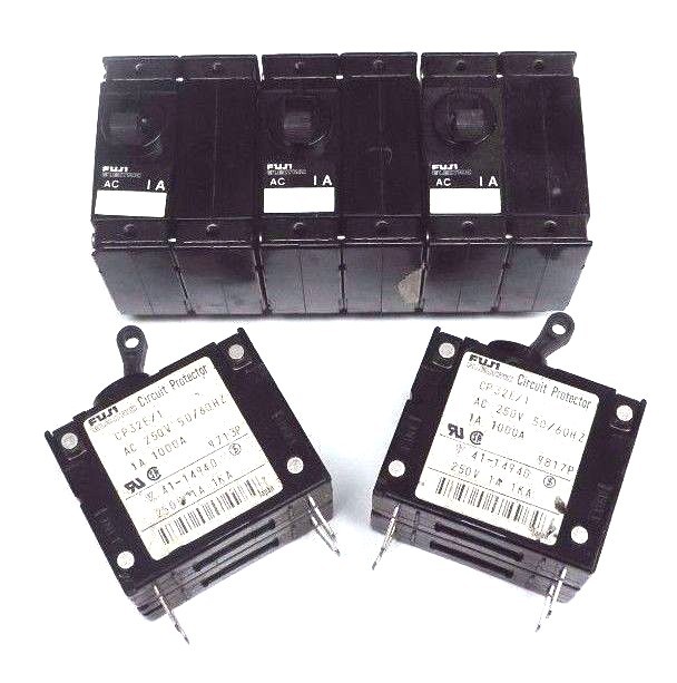 Used LOT OF 5 FUJI ELECTRIC CP32E/1 CIRCUIT PROTECTORS 250VAC, 50/60HZ, 1A, CP32E1
