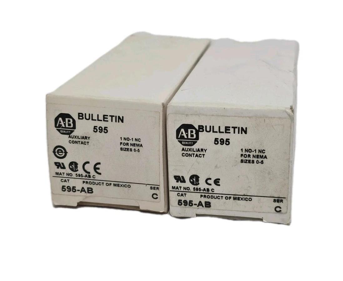Used LOT OF 2 NIB ALLEN BRADLEY 595-AB AUXILIARY CONTACTS 595AB SER. C NSFP