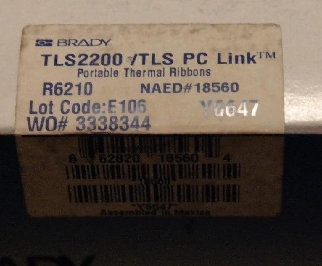 Used LOT OF 2 NEW BRADY TLS2200 / TLS PC LINK THERMAL PRINTER RIBBONS R6210, 18560