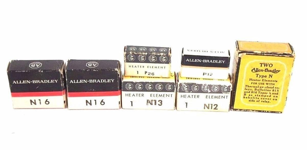 LOT OF 7 NIB ALLEN BRADLEY HEATER ELEMENTS N25, P12, P26, N13, N12, N16