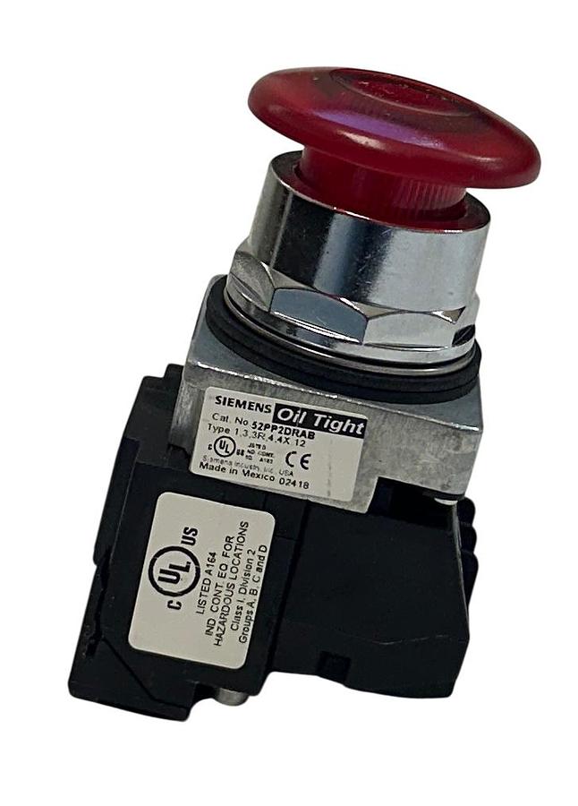 Used SIEMENS 52PP2DRAB Oil Tight PUSH-PULL OPERATOR PUSH BUTTON 24V RED 2-POS NSMP