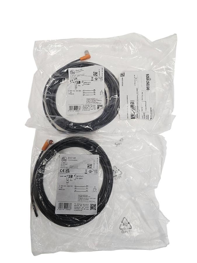 LOT OF 2 NEW IFM ADOAF030MSS0005H03 FEMALE CORDSETS 5 M PUR-CABLE EVC145