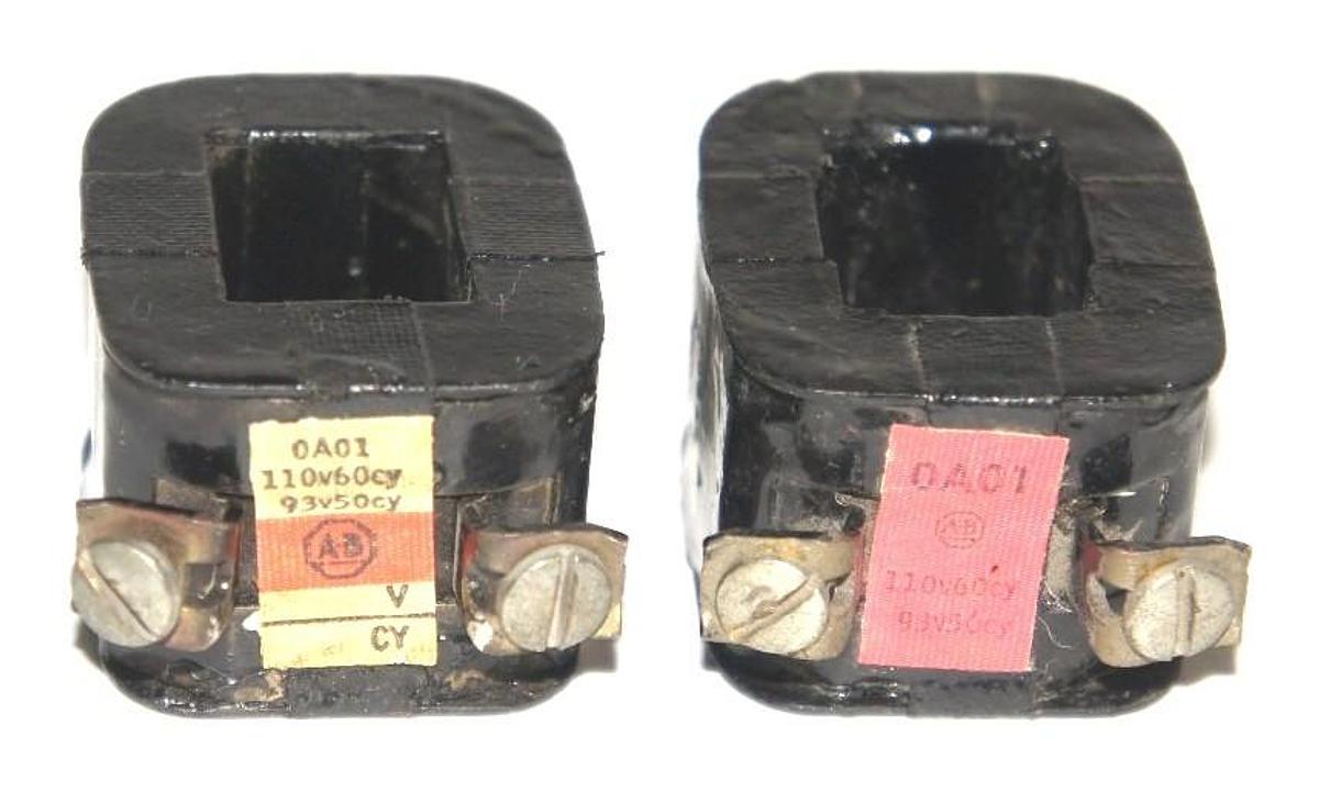 Used LOT OF 2 ALLEN BRADLEY 0A01 COILS 93-110 V, 50/60 HZ, 0-A01