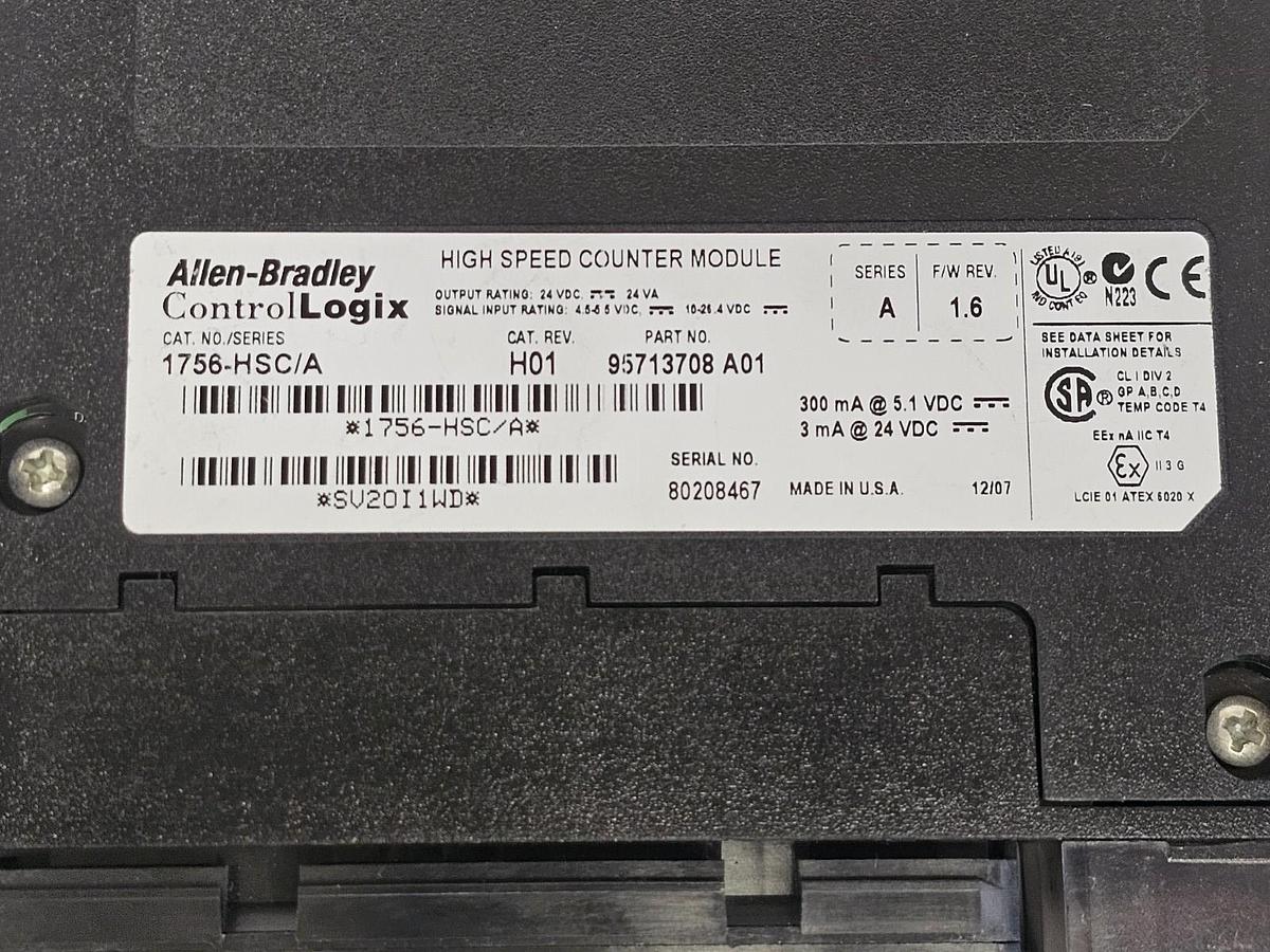 Used ALLEN BRADLEY 1756-HSC /A HIGH SPEED COUNTER MODULE SER. A F/W: REV. 1.6