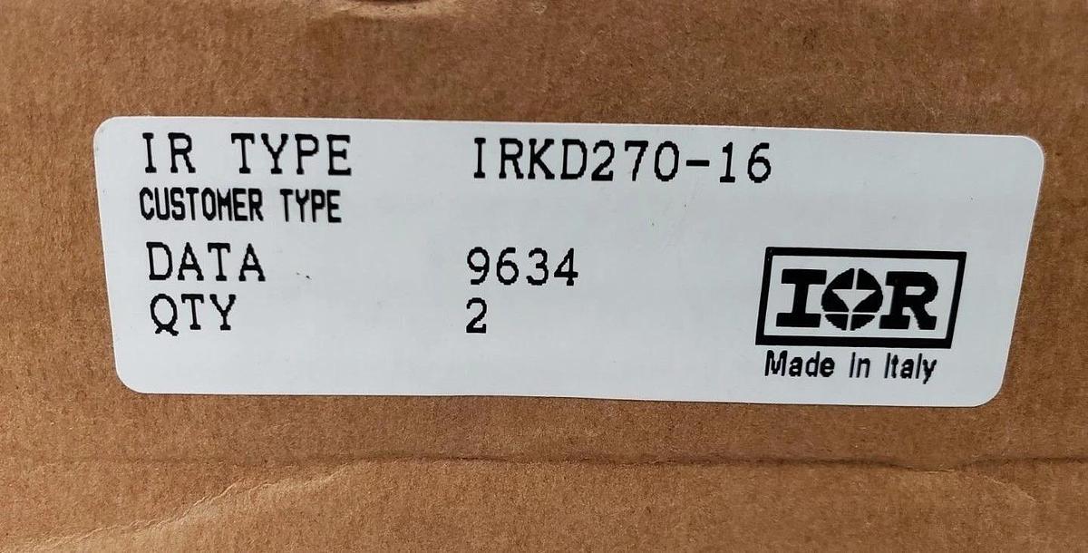 Used LOT OF 2 NIB INTERNATIONAL RECTIFIER IRKD270-16 RECOVERY RECTIFIERS 270A 1.6kV
