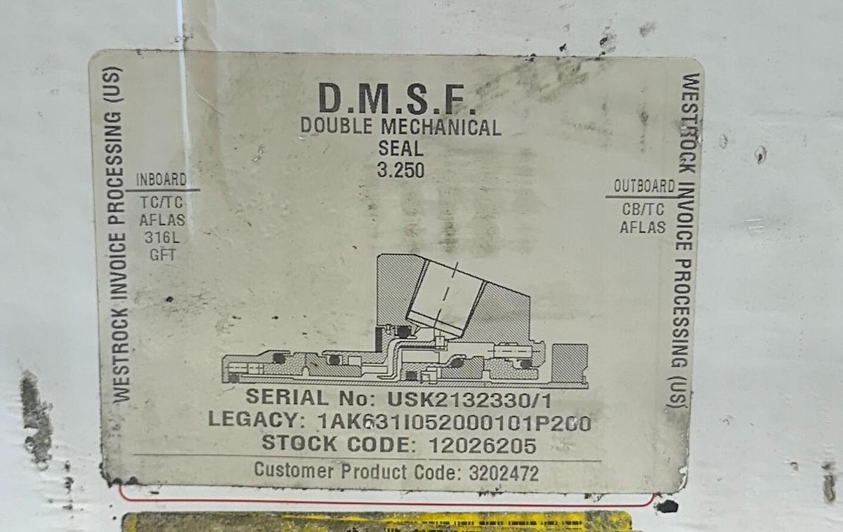 AESSEAL 1AK631I052000101P200 DMSF 3.250'' DOUBLE MECHANICAL SEAL NSFS