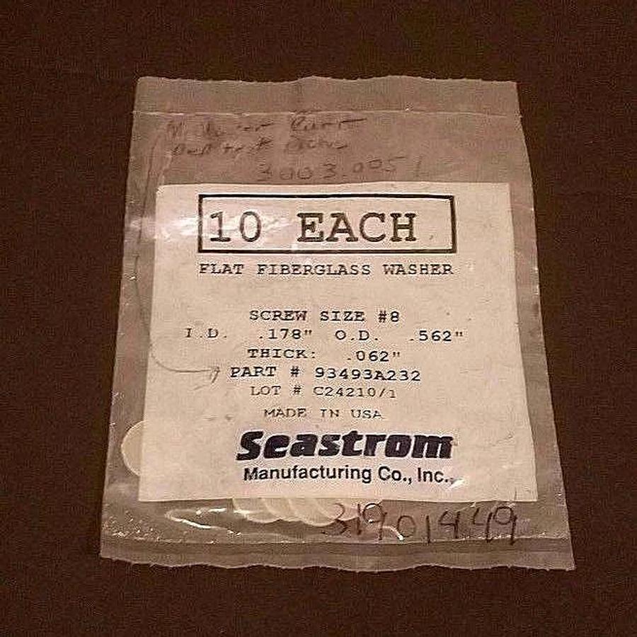 Used LOT OF 40 NEW SEASTROM 9493A232 FLAT FIBERGLASS WASHERS SCREW SIZE #8