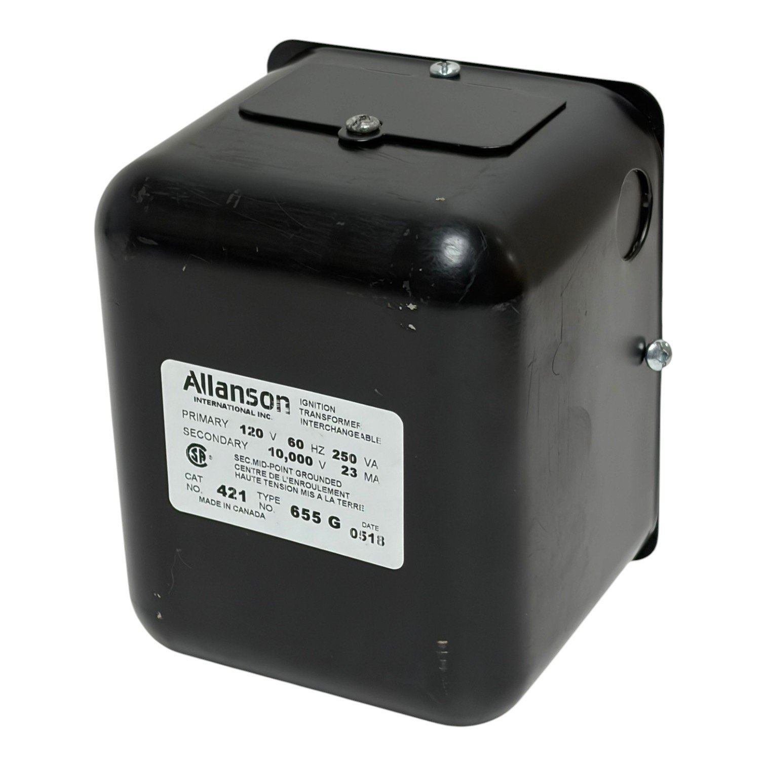 Used Allanson 421 Ignition Transformer 120V 10000V Type 655 G Unused Surplus New