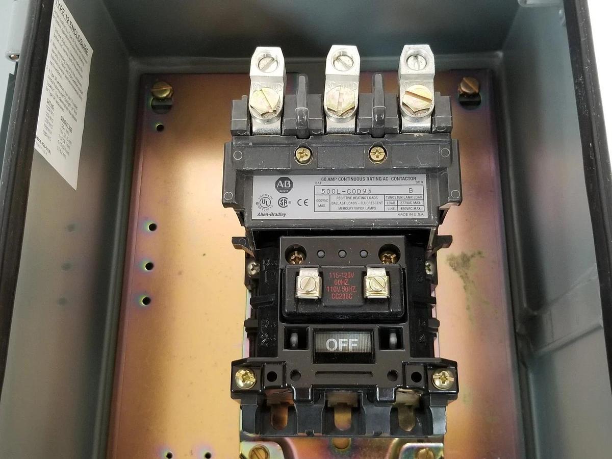 NEW ALLEN BRADLEY 500L-CJD93 AC LIGHTING CONTACTOR SER. B W/ 500L-COD93 SER. B