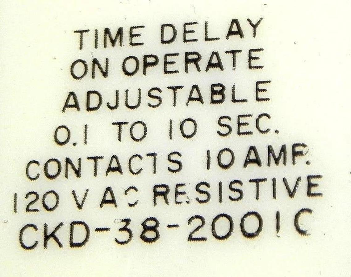 Used POTTER & BRUMFIELD CKD-38-20010 TIME DELAY RELAY 0.1 TO 10 SEC. 120 VAC