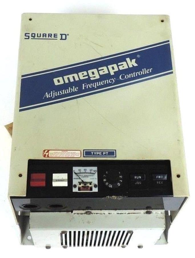 Used SQUARE D OMEGAPAK 8804-PT00FG2-P10 ADJUSTABLE FREQUENCY CONTROLLER DRIVE 5HP 3PH