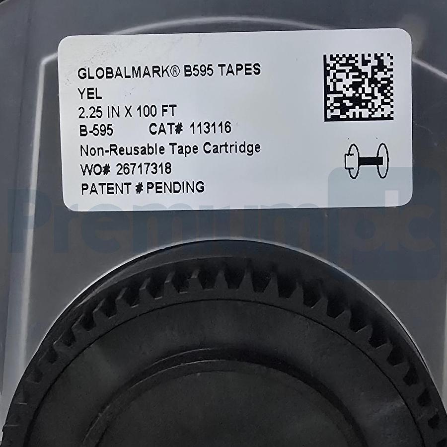Used BRADY 113116 GlobalMark B-595 Yellow Vinyl Label Cartridge 2.25"x100' Y2272677
