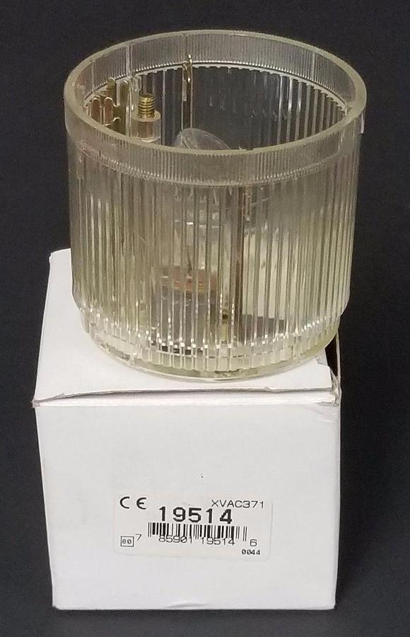 Used TELEMECANIQUE XVAC371 STACK LIGHT COVER 19514 W/ BULBS *MISSING O-RING*