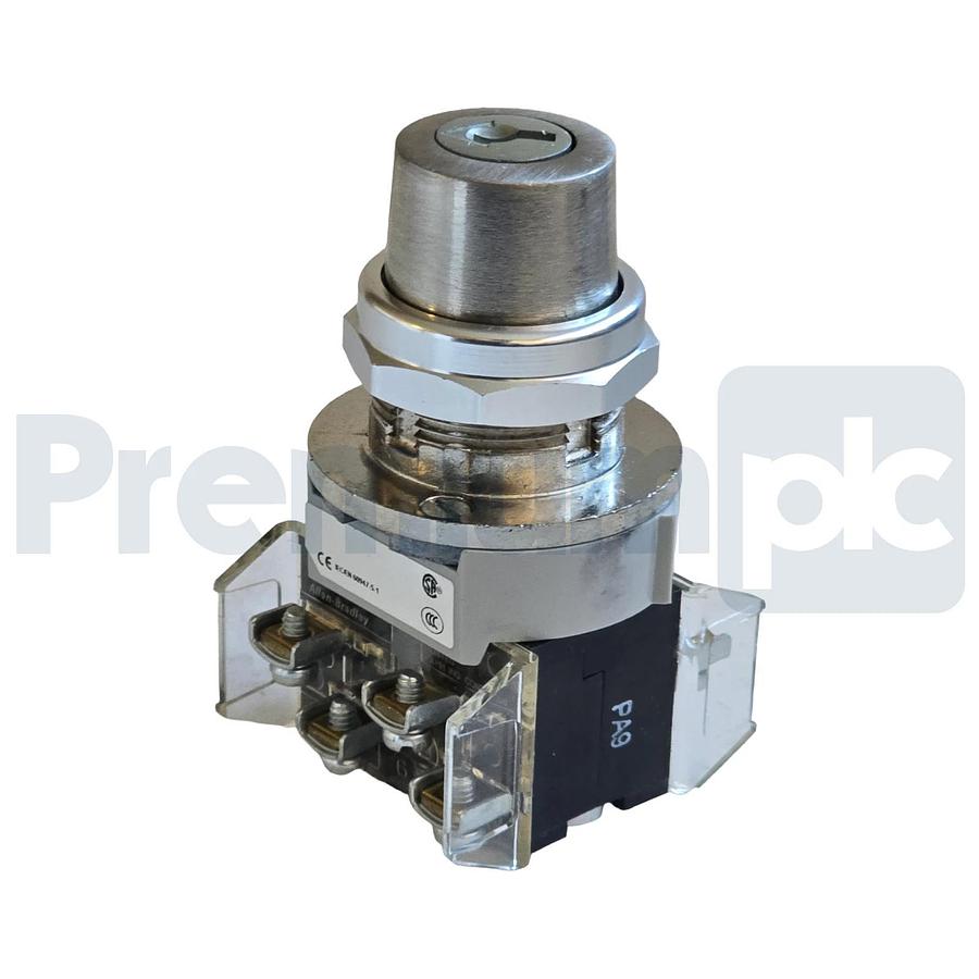Allen-Bradley 800T-H3123B /T Selector Switch 30mm 2Pos Cyl. Lock 2 NO/2 NC NSNP