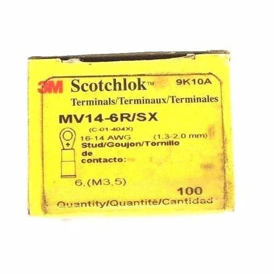 Used BOX OF 78 NEW 3M SCOTCHLOK MV14-6R/SX RING TERMINALS VINYL INSULATED