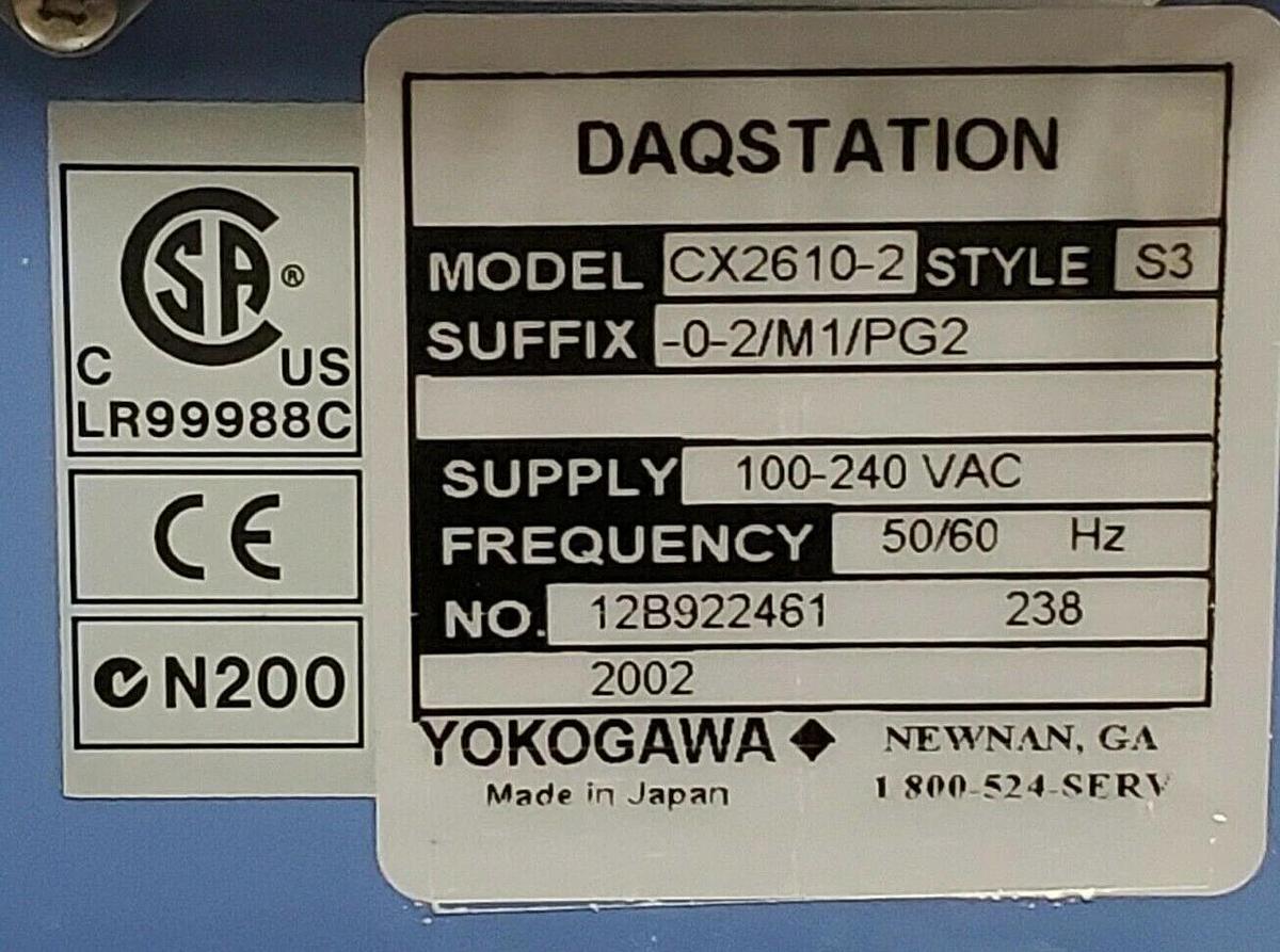 Used YOKOGAWA CX2610-2-0-2/M1/PG2 DAQSTATION STYLE: S3 B8700CL B8700CM B8700CN