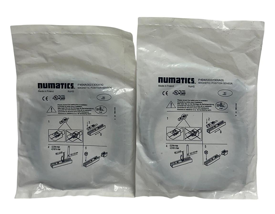 Used 2 NUMATICS P494A0022300A00 / PNP-FL2-00-U MAGNETIC POSITION SENSORS 10-30V NSFS