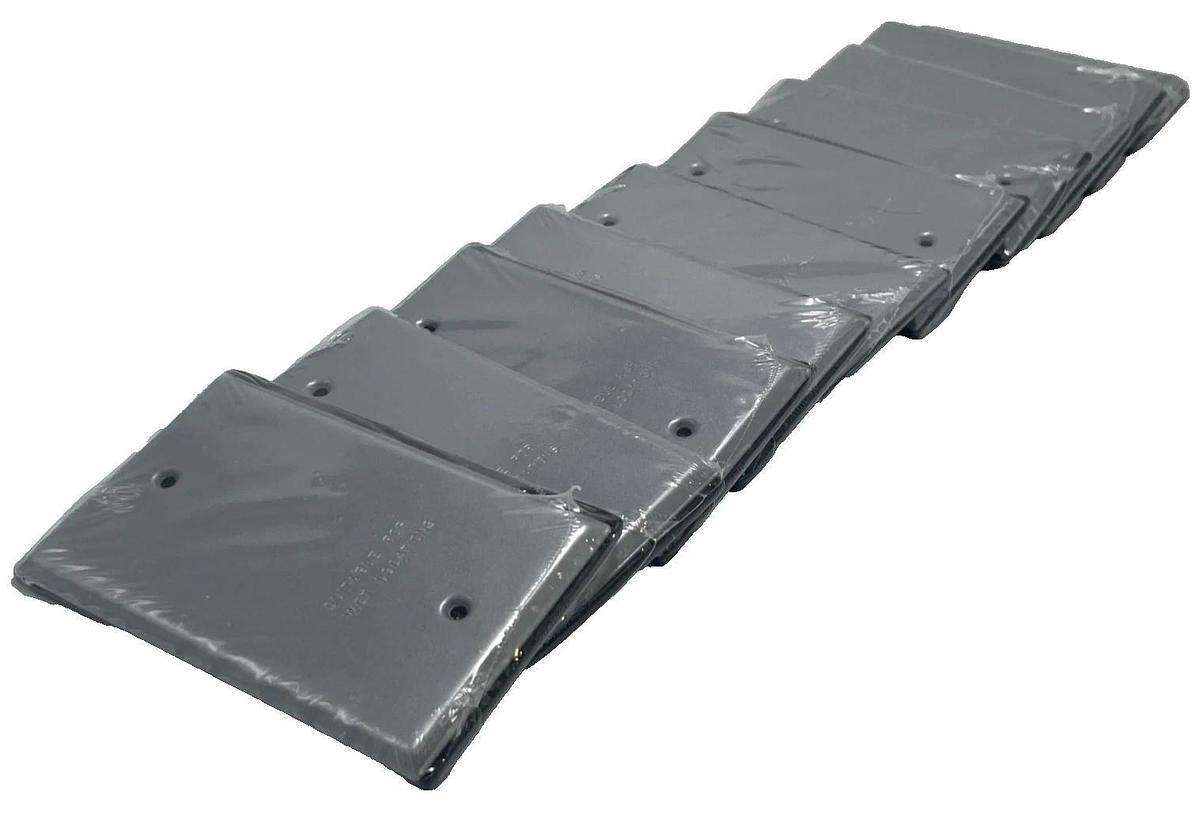 LOT OF 10 BELL OUTDOOR 5173‑0 SINGLE GANG BLANK COVER WEATHERPROOF GRAY ALUMINUM