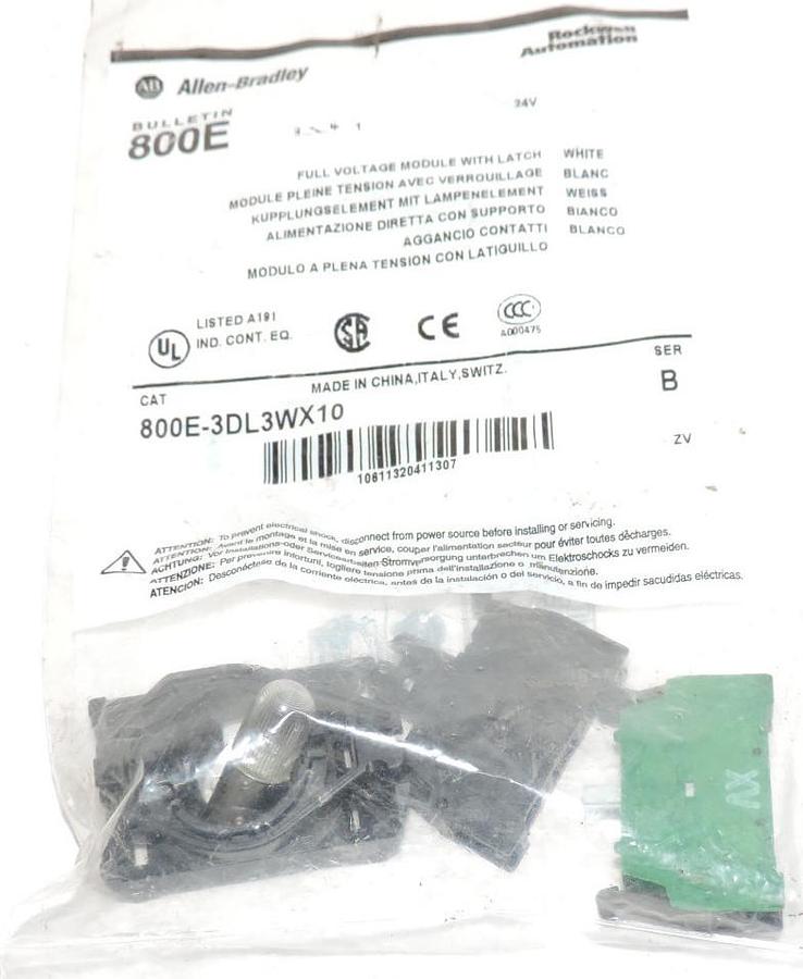 Used NEW ALLEN BRADLEY 800E-3DL3WX10 MODULE W/ LATCH 800E3DL3WX10 SER. B