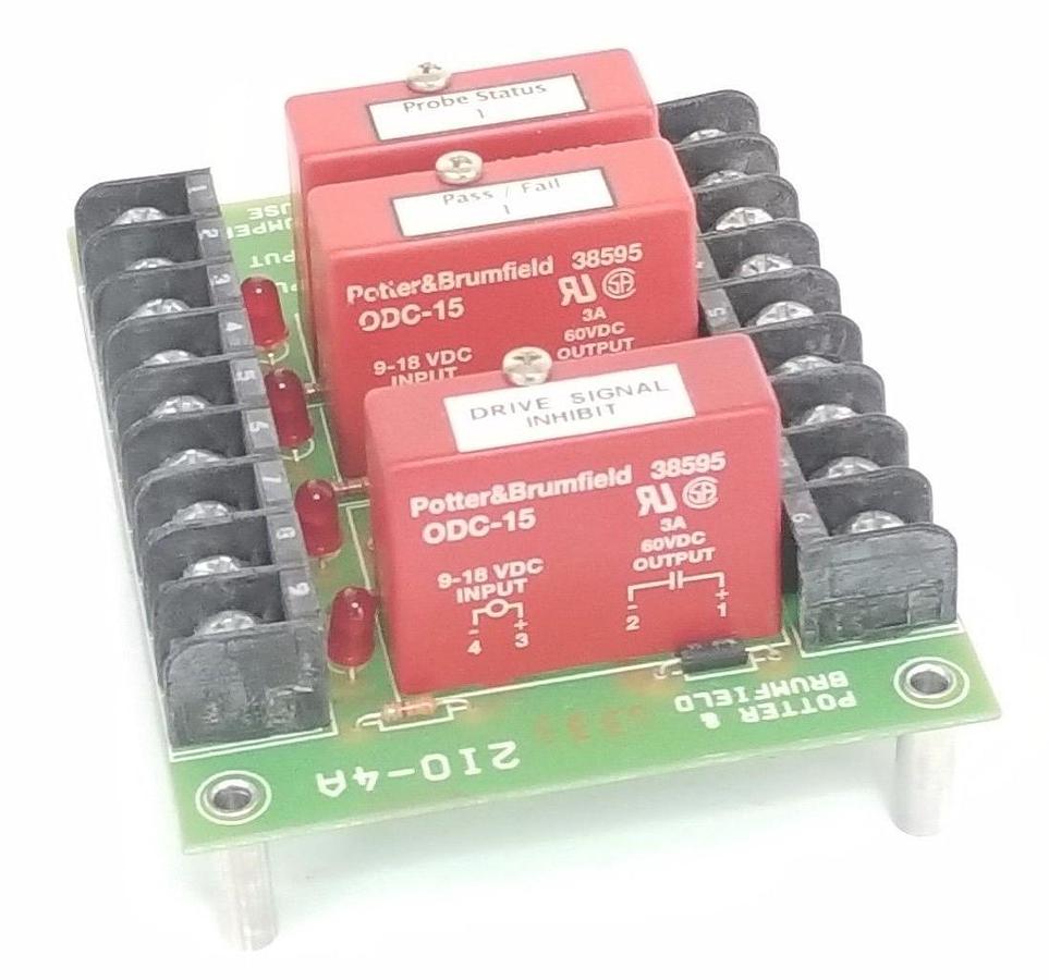 Used POTTER & BRUMFIELD 2IO-4A RELAY BOARD 2IO4A W/ THREE ODC-15 I/O MODULES