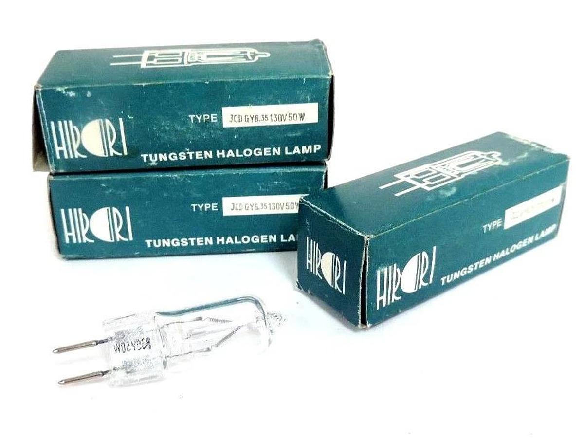 Used LOT OF 3 NIB HIRORI JCD GY6.35 130V 50W TUNGSTEN HALOGEN LAMPS