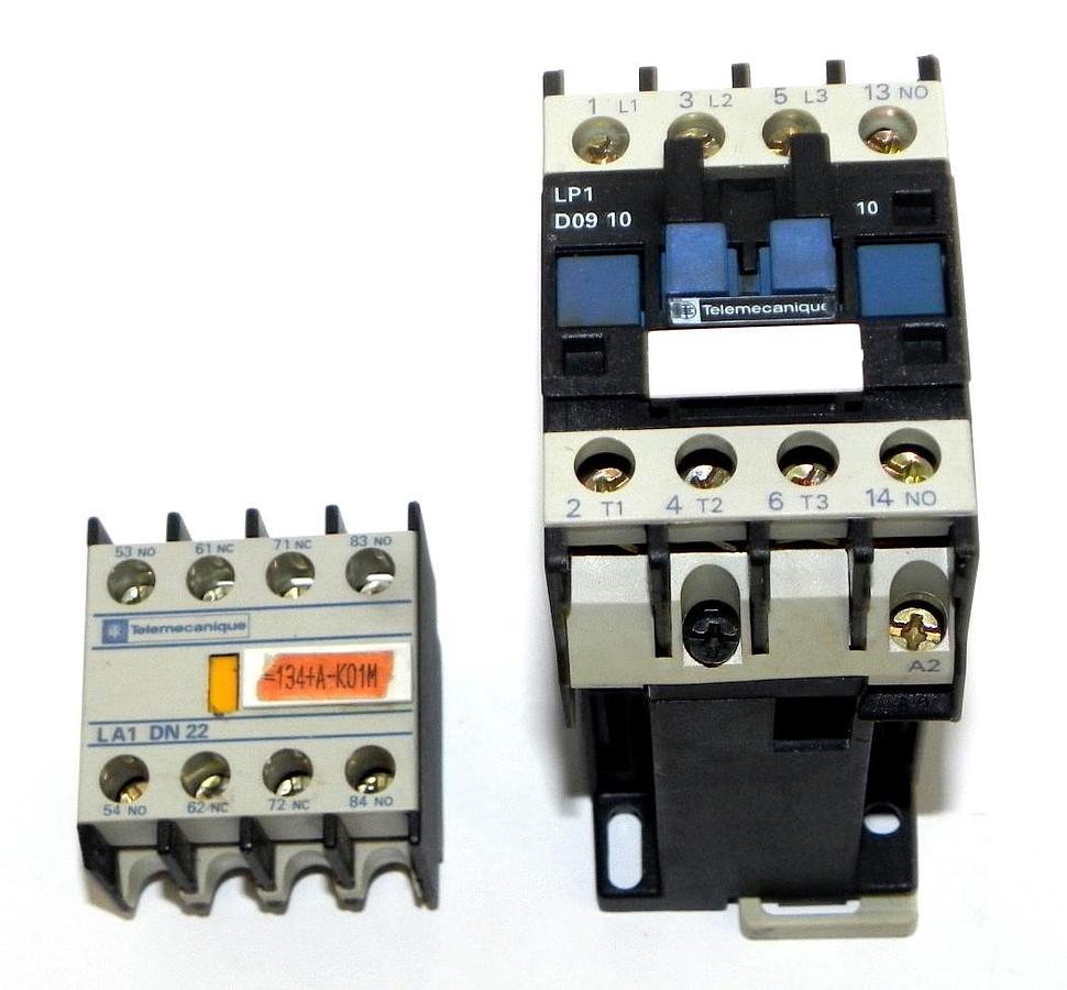 Used TELEMECANIQUE LP1D0910 CONTACTOR W/ LA1DN22 REPLACEMENT AUXILIARY CONTACT