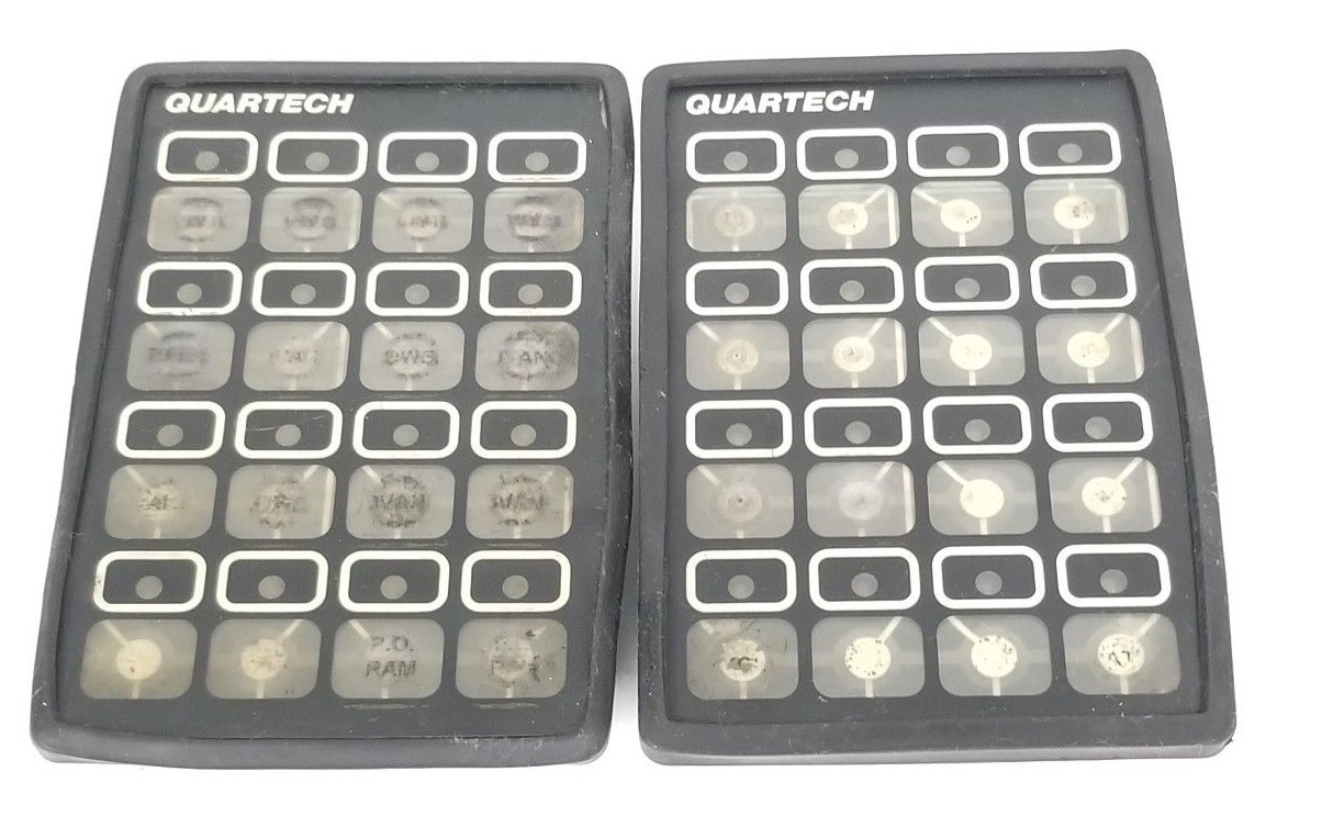 Used LOT OF 2 QUARTECH 8652 PLC PROGRAMMING INTERFACES 16-KEY, 5VDC