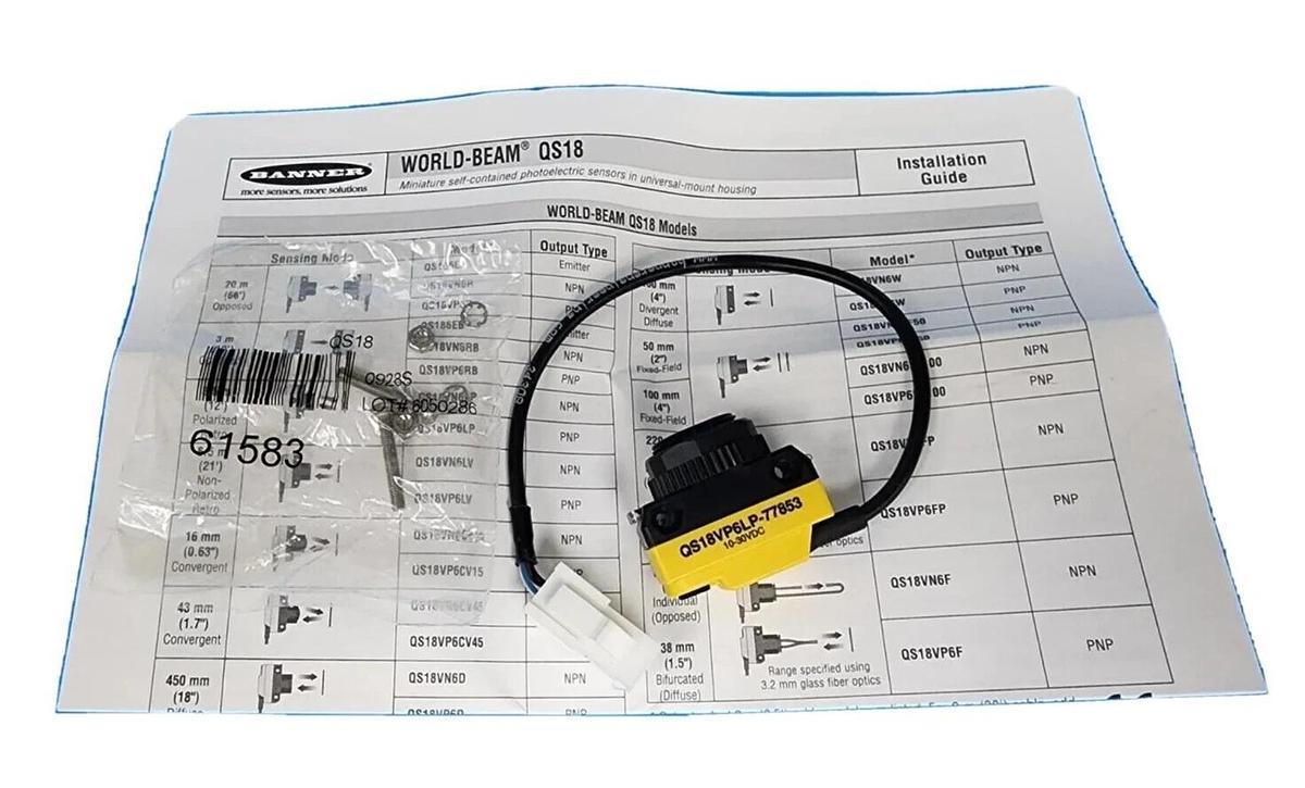 Used NIB BANNER QS18VP6LP-77853 PHOTOELECTRIC SENSOR 77853, 10-30VDC
