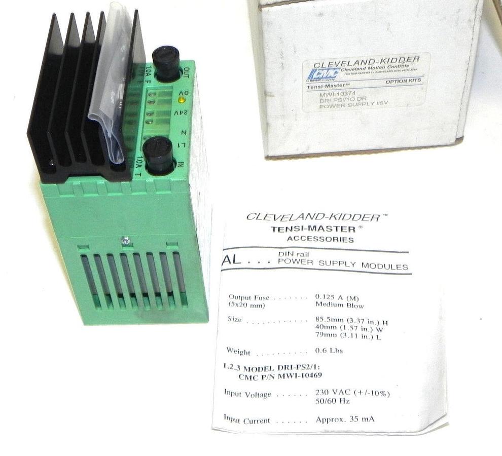 Used NIB CLEVELAND-KIDDER MWI-10374 TENSI-MASTER POWER SUPPLY CMC MODEL: DRI-PS1/10