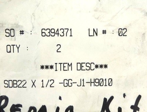 Used (2) NEW PHD SDB22 X 1/2 -GG-J1-H9010 REPAIR KITS, SDB22X1/2GGJ1, CONTAINS 2 KITS