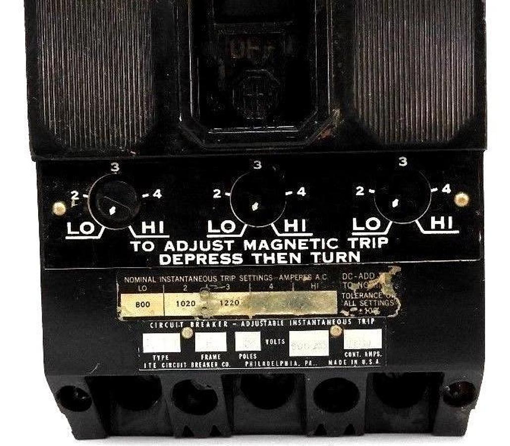 Used ITE SIEMENS ET4067 CIRCUIT BREAKER 100AMP, 3POLE, 600VAC W/MAG TRIP