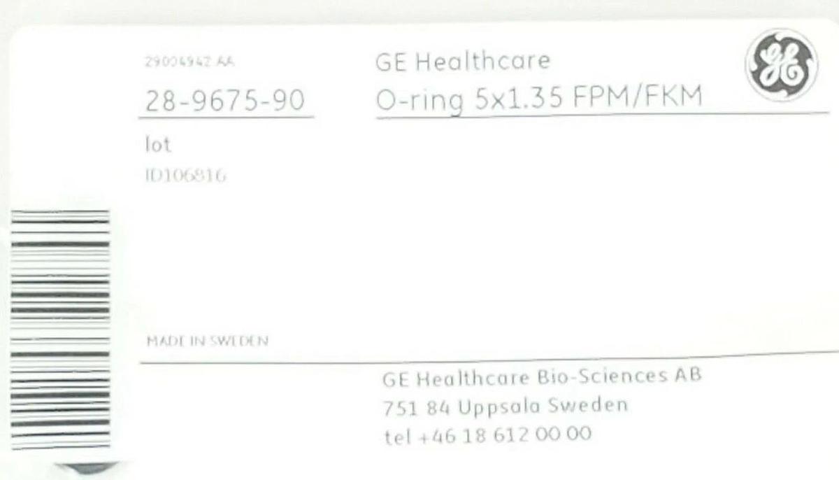 Used BAG OF 2 NEW GE HEALTHCARE 28-9675-90 O-RINGS 5x1.35 FPM/FKM 28967590