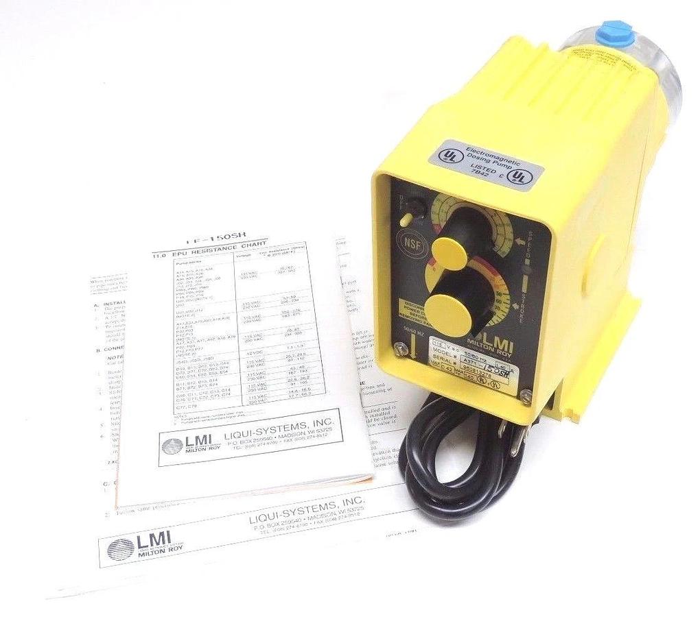 Used NIB LMI MILTON ROY A371-150SH METERING PUMP 115VAC, 1.40A, 0.42GPH, A371150SH