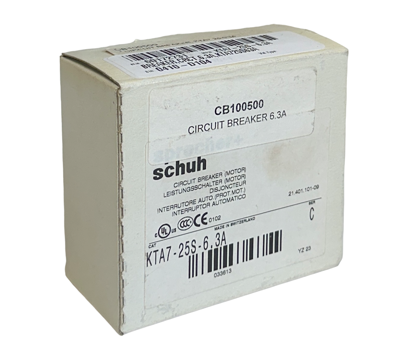 Used SPRECHER+SCHUH KTA7-25S-6.3A /C MOTOR CIRCUIT BREAKER 6.3A KTA725S63A NSMP