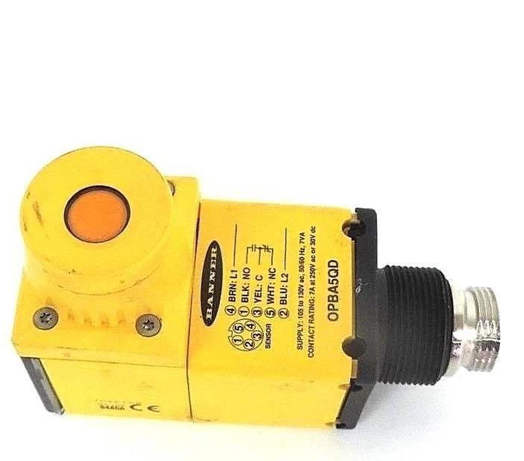 Used BANNER OSBUSR PHOTOELECTRIC SCANNING HEAD W/ OPBA5QD POWER BLOCK