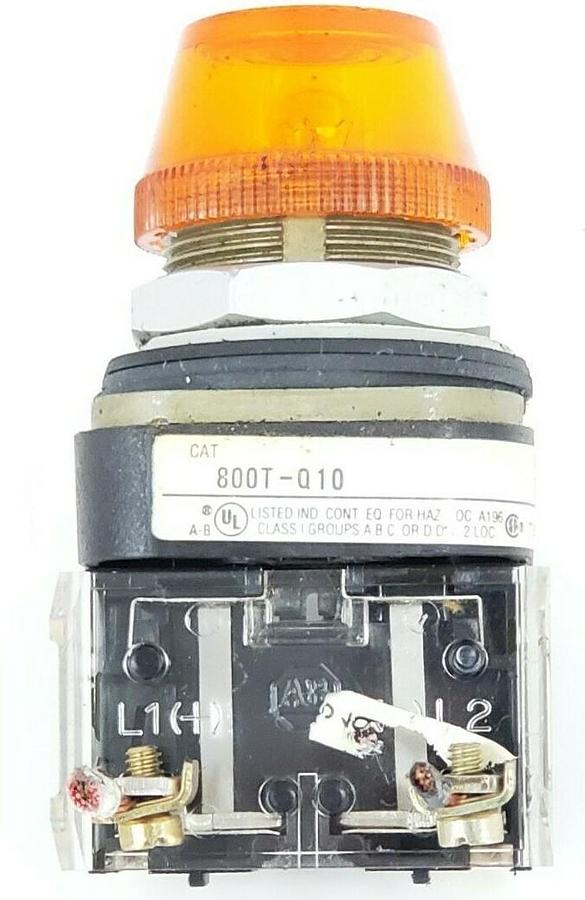 Used ALLEN BRADLEY 800T-Q10 SER. T PILOT LIGHT 800TQ10 AMBER