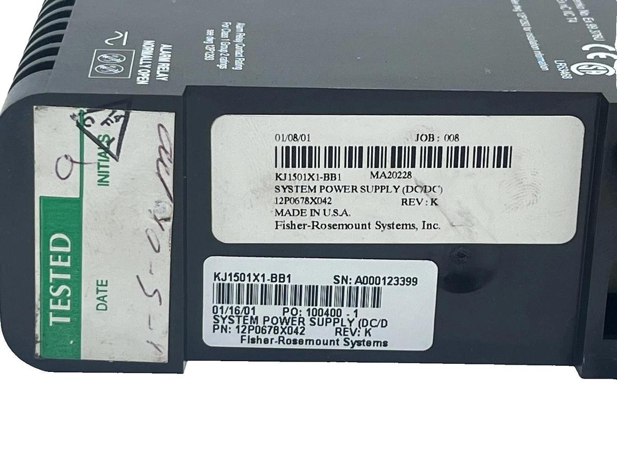 Fisher Rosemount DeltaV KJ1501X1-BB1 Power Supply | 12P0678X042 REV K | VE5002