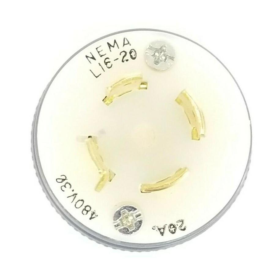 Used NEW HUBBELL / BRYANT 71620NP LOCKING PLUG 20A 480V L16-20 HBL2431 MALE 4 PIN