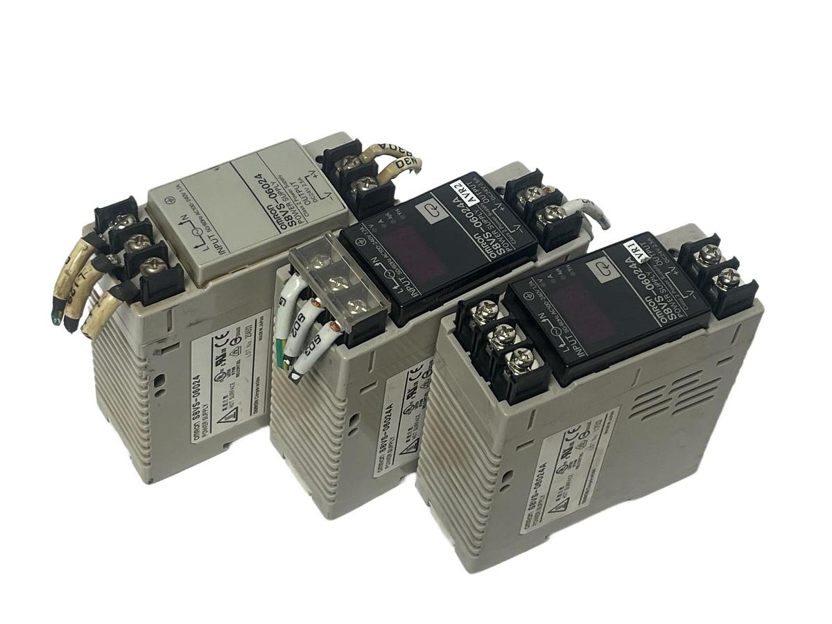 Used Lot of 3 Omron S8VS-06024A Switch Mode Power Supplies 24VDC 2.5A 60W DIN Rail