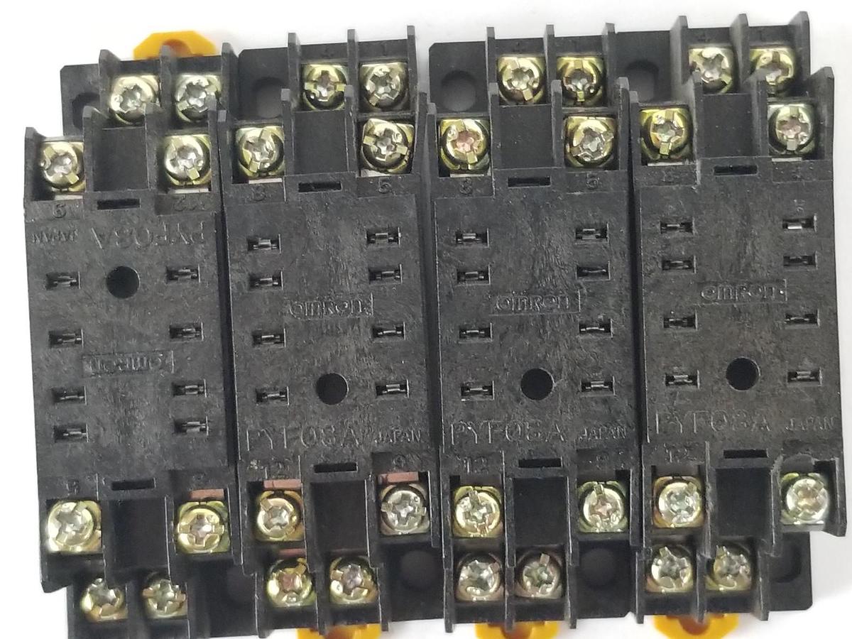 Used LOT OF 4 OMRON PYF08A RELAY SOCKETS 2-M4X10