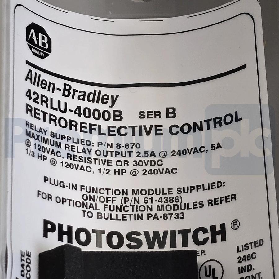 Allen Bradley 42RLU-4000B /B Photoswitch Retroreflective Photoelectric Sensor