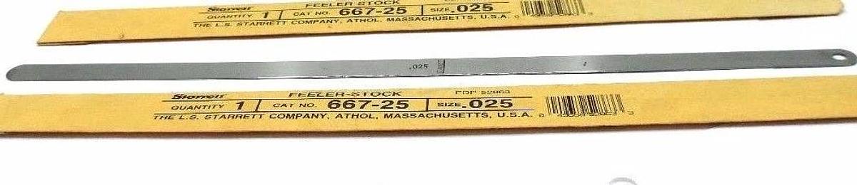 LOT OF 2 NEW STARRETT 667-25 FEELER STRIPS SIZE .025